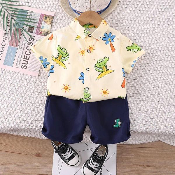 Set di abbigliamento 2024 Boutique Baby Boy Summer Clothes for Kids Boys da 2 a 3 anni Coconut Tree Short Short Short Shorts Shirts and Shorts