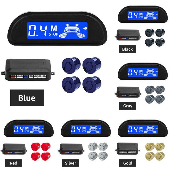 Kit sensore di parcheggio per auto GPS con monitor LED inverso inverso automatico 22mm 4 sensori radar Rilevatore di retroilluminazione Display GPS GPS