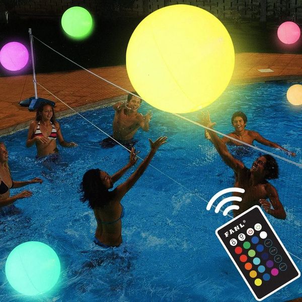 1pcs nadando balões ao ar livre jardim grande bolas infláveis de led piscina de água festa luminosa brinquedo 240417