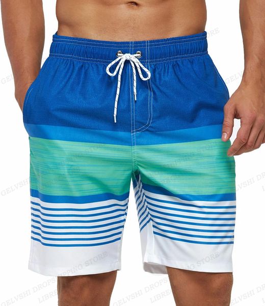 Мужские плавающие шорты полоса 3D -серфинг короткие детские пляжные шорты мужчины плавать болоты Masculina Sports Fitness Bink