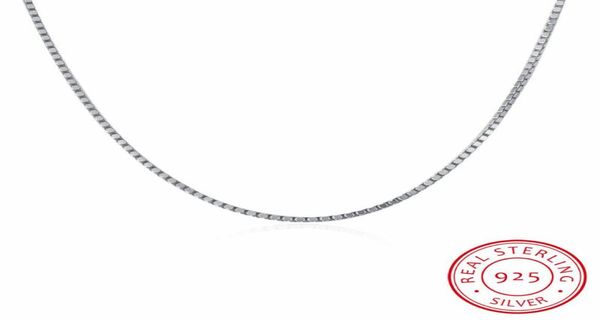 Lekani 2 Größen verfügbar echtes 925 Sterling Silber 1mm Slim Box Kette Halskette Womens Herren Kids 4045 cm Schmuck Kolye Collares9620321