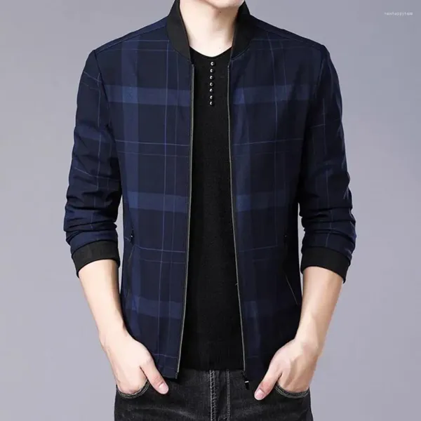 Jackets masculinos Great Men Jacket Plaid Slim Young Casal Fino para Namoro