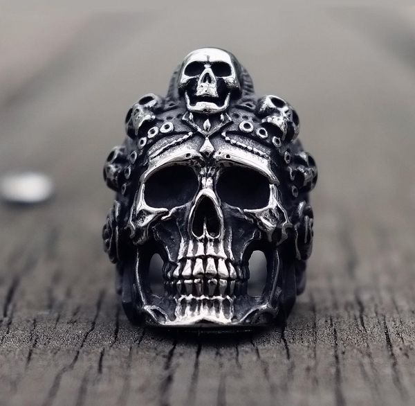 Cooler Santa Muerte Death Skull Ring einzigartiger Herren Edelstahlringe Punk Rock Biker Schmuck Geschenk für Him4315897