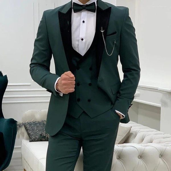 Abiti da uomo 2024 eleganti matrimoni verdi formali abitanti da uomo smoking ballo slim blazer hombre di alta qualità costume da 3 pezzi di alta qualità homme homme