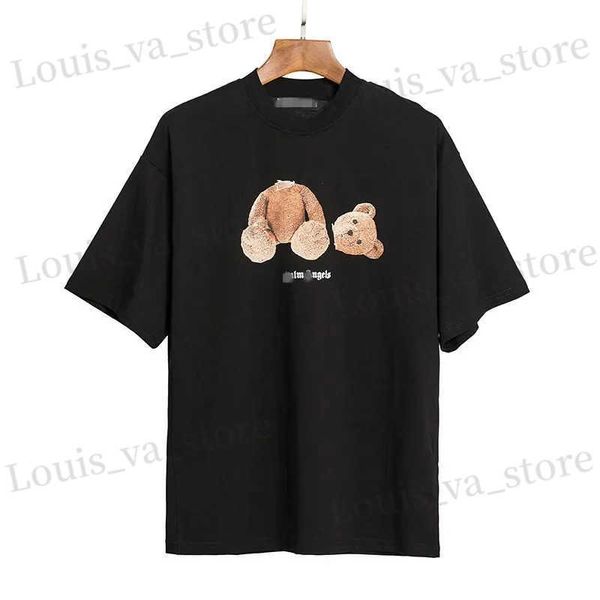 Erkek Tişörtleri Yaz Erkek ve Kadın Anime T-Shirt Pamuk Serin Karikatür Ayı Kısa Slved Erkek ve Kadın Y2K Goth Giyim 90S Strt C T240419