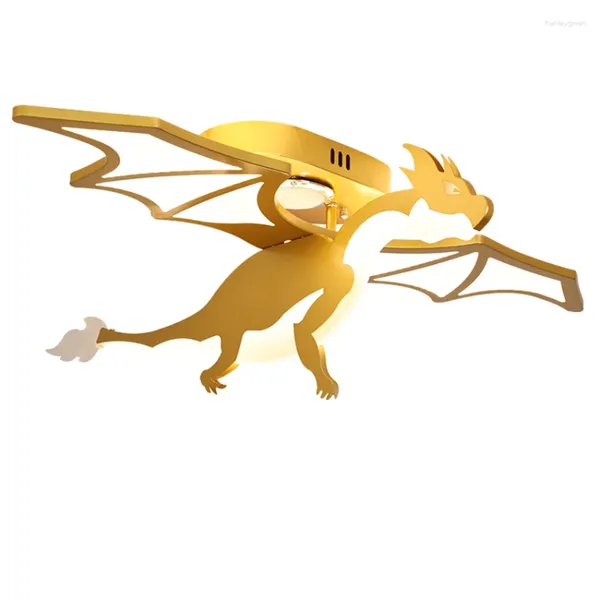 Luzes de teto Cartoon Gold Gold Spitfire Dragon Lâmpada infantil Lâmpada LED LED MODERNO ALTO ELENTO Decoração de iluminação Luminárias