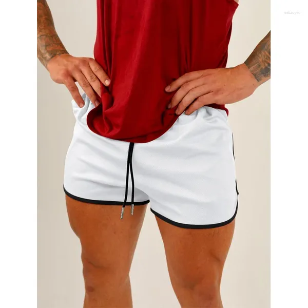 Herren Shorts Sportwege schnell trocken Fitness 2024 lässige solide mittlere Taille Kordelstring -Jogginghosen Hosen Herren Kleidungsausbildung Fitnesshosen