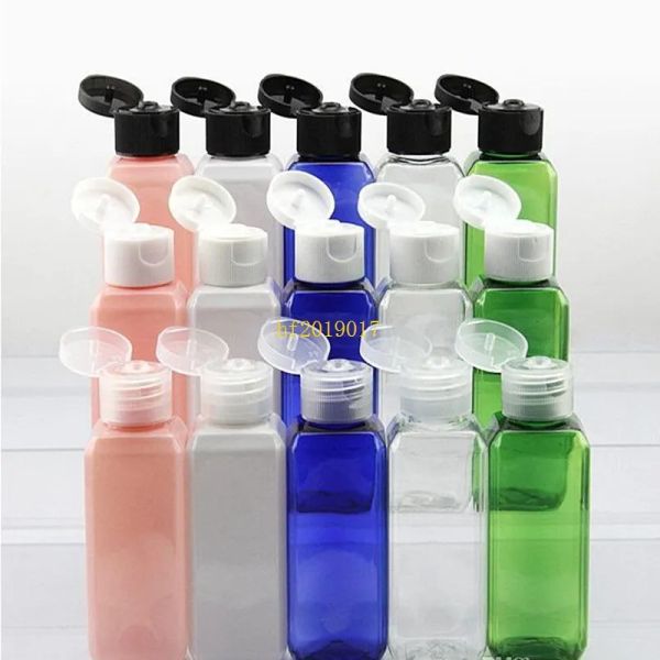 300pcs 50ml de cores variadas recarregando garrafas de amostra de garrafa de estimação de animais de estimação com uma tampa fácil de capa por atacado ZZ