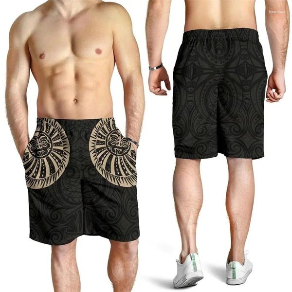 Shorts masculinos zelândia branca tatuagem maori tatuagem havaí praia tronco curto ginásio calças ginástica de ginástica