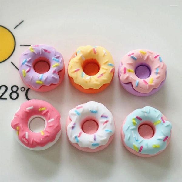 Dekorative Figuren 10pcs Kawaii 20mm Donut Serie Miniatur Flat Rückenharz Cabochons für Haarnadel Scrapbooking DIY Home Decor Handwerk