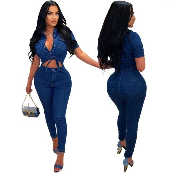 Damen -Jumpsuits Frauen Denim Casual Jeans Rolpper Jumpsuit