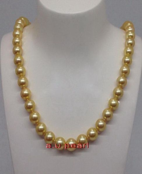 Feine Perlenschmuck rund 26quot1011mm Natural Real South See Golden Pearl Halskette 14K4682090
