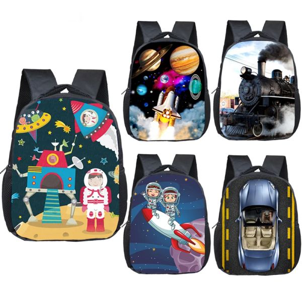 Taschen Cartoon Rocket Spaceship / Lokomotive / Auto Rucksack Kinder Schultasche Mädchen Boy School Rucksäcke Baby Kleinkind Tasche Kinderbuchbeilung