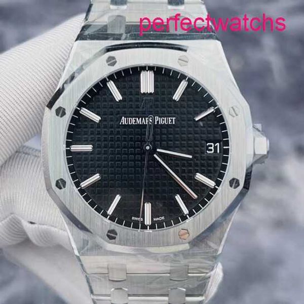 Tourbillon AP Armband Watch Royal Oak Serie 15500st Herren Schwarzes Zifferblatt drei Pin Kalender Luminöses Skala 41 mm automatische mechanische Uhr