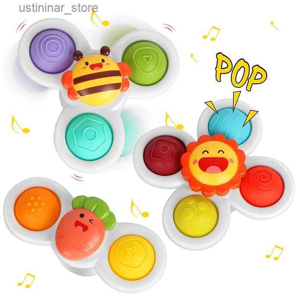 Sandspiel Wasser Spaß 3PCs Kinder zappeln Spinner Bade -Sauger Spinner Cartoon Baby Bad Spielzeug Stress Relief Spielzeug Fingerspitze rotierende Spinner Kinder Geschenk L416