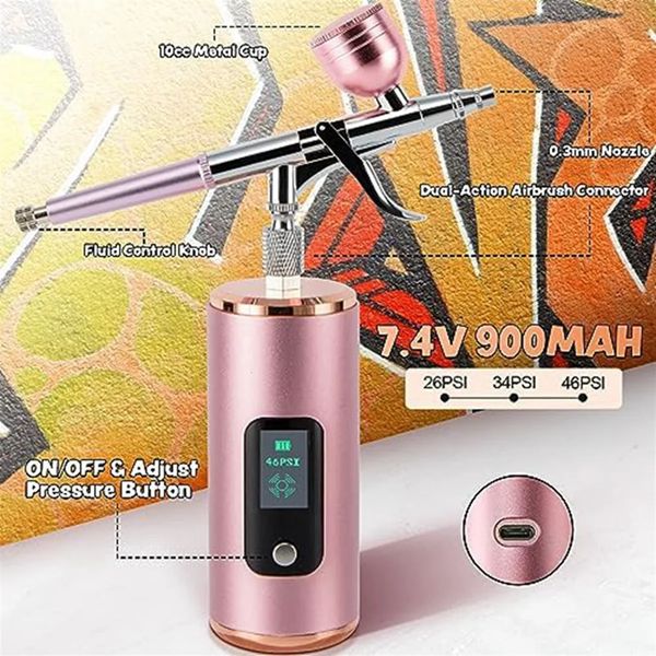 Psi Airbrush Conjunto com compressor Adequado para Modelo Tattoo Manicure Cosmetics 240408