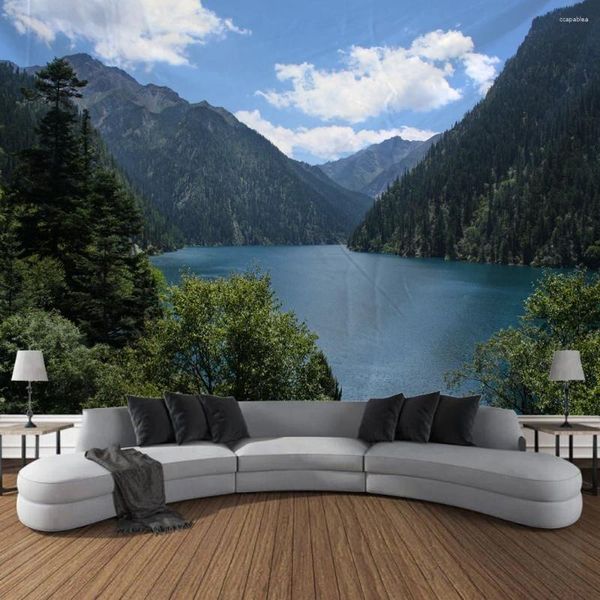 Takestries Mountain Forest Lake and Sea Tapestry Wall Art grande decoração mural para quartos salas de estar