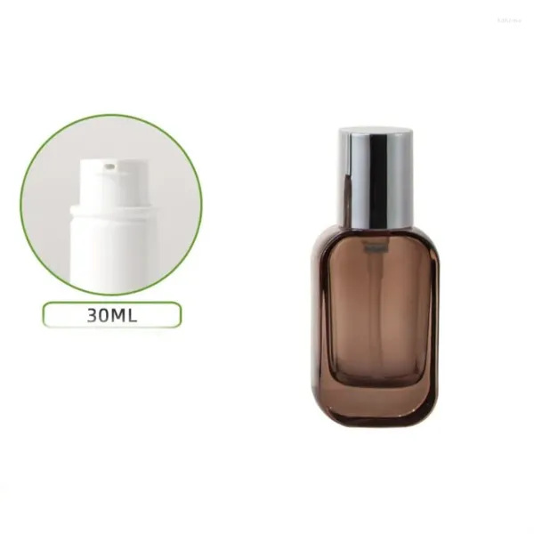 Lagerflaschen 30 ml Braun Glasflasche Silber Pumpe Serum/Lotion/Emulsion/Fundament/Essence Toiletten Toner Hautpflege Kosmetische Packung