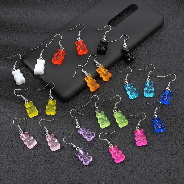 Outros brincos de gota de urso acrílico para mulheres simples transparentes geléia de resina de doces colorida jóias de orelha de animais Acessórios criativos 240419