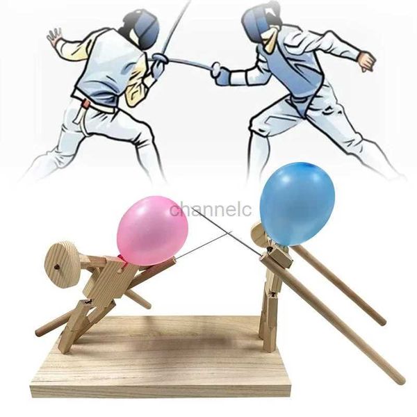 3D-Rätsel Ballon Bambus Mann Kampf Holzkämpfer mit aufblasbarem Kopf schneller Ballon Kampf Holz Bots Kampfspiel für 2 Spieler 240419