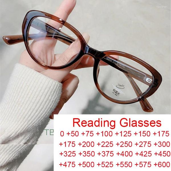 Óculos de sol Designer de marca Cat Eye Reading Glasses Moda Mulheres Quadro Anti -Luz Azul Prescrição feminina Presbyopia Eyewear