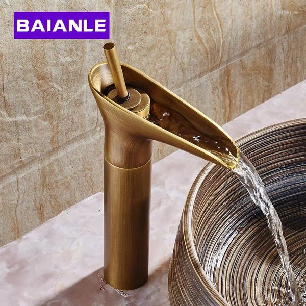 Banyo Lavabo Muslukları Çağdaş Modern Açık Spout Su Havzası Musluk Gemisi Karışım Antika Pirinç