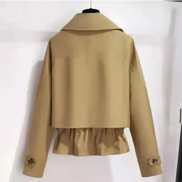 Frauenjacken Frühlingsjacke für Frauen stilvoller doppelte Brenner Reverskragen Elastische Tailledetail Casual Modable