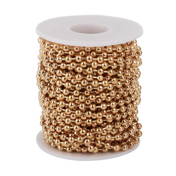 Colares de pendentes 10m/rolo cor dourado em aço inoxidável cadeias de bola para colar de chaveiro diy jóias fabricando 1,5 mm 2mm 2,5 mm 3m 4mm 6mm 240419