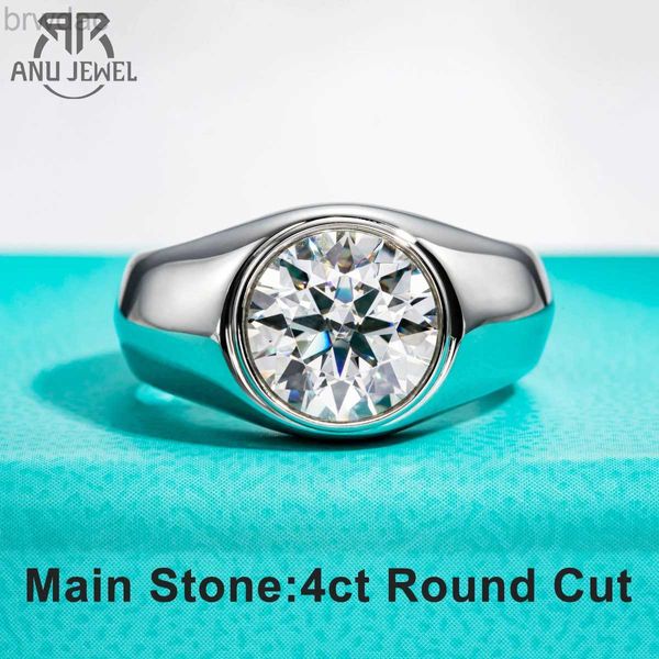 Solitaire Ring Anujewel 4CT D Color Moissanite Men Rings 18K Boldado de noivado de prata de ouro 18K Anéis de noivado de prata para homens Jóias de fábrica por atacado D240419