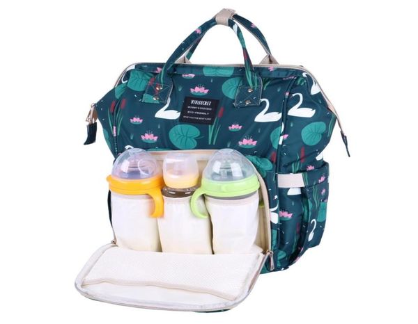 Bolsa de fraldas Viagem Mummy Backpack Maternidade Sacos de troca de grande capacidade Bolsa de enfermagem à prova d'água Swan molhado para baby Care5927409