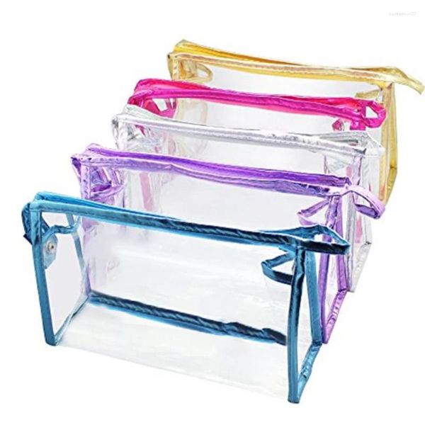 Bolsas de cosméticos 5pcs/set universal banheiro casa meninas para garotas para bolsa de viagem com zíper Organizador prático PVC Clear Clear