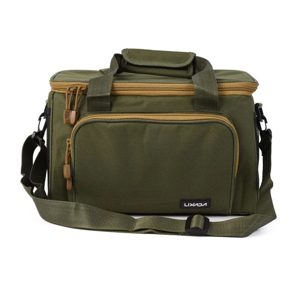 Bolsas Lxada Bolsa de pesca Multifuncional portátil Lastão de pesca Bolsa de ombro da cintura Backpack para carpa Pesca 37 * 25 * 25cm