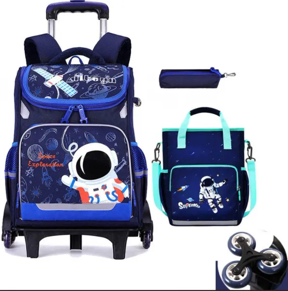Bolsa de bolsa de mochila de carrinho de bolsa para meninos bolsa de rodas primárias para crianças bolsa para crianças bolsa escolar com rodas