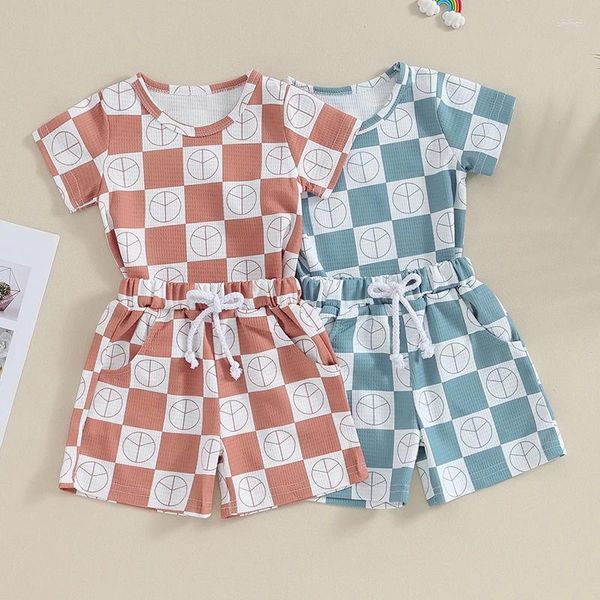 Set di abbigliamento per bambini piccoli abiti estivi abiti estivi a scacchiera a scacchiera a scacchiera