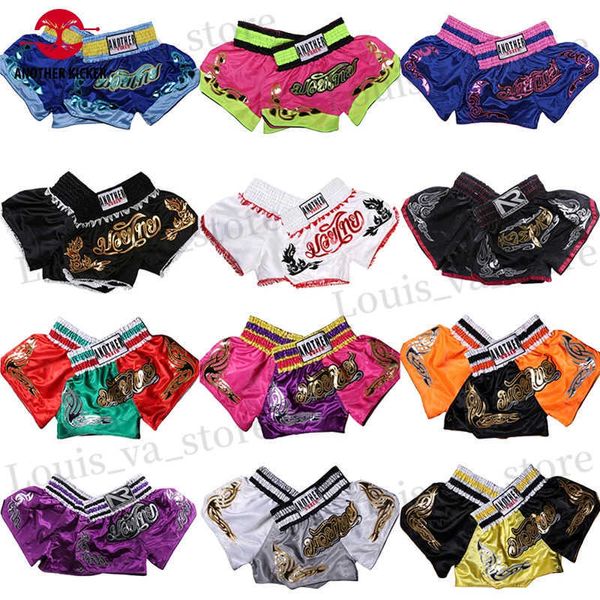 Shorts maschile Muay Thai Shorts per bambini adulti boxe cortometraggi uomini donne con competizione di addestramento mma sanda marziali combattono pantaloni kickboxing personalizzati t240419