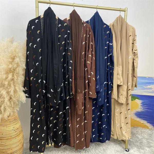 Roupas étnicas Muçulmana Oriente Médio Novo Vestido Popular Dubai Cardigã Turco e Hijab Sudete de saia longa para mulheres D240419