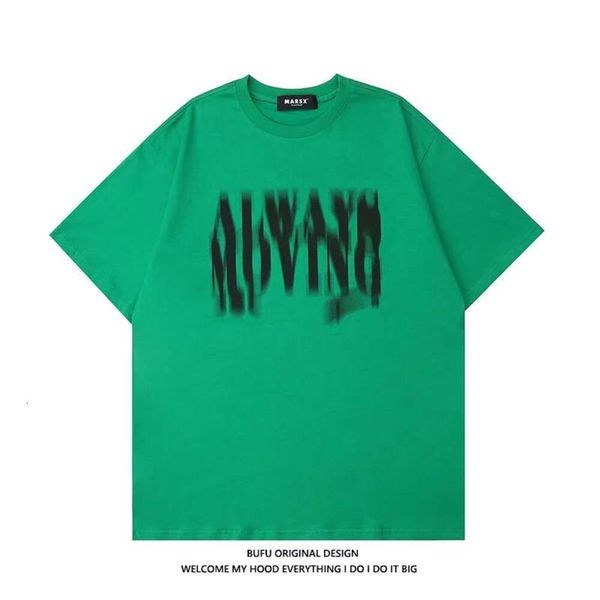 T-shirt Guochao maschile manica corta estate casual verde chiaro marchio INS in stile cinese Gioventù mezza manica allentate