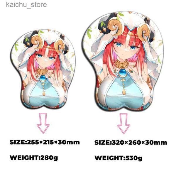 Maus -Pads Handgelenk ruhen nilou 3d Oppai Maus Pad Genshin Impact Big Sexy Gamer Anime niedliche Handgelenk ruh Silikon Matte Boobs Mousepad Y240419 Y2405049B9BGF