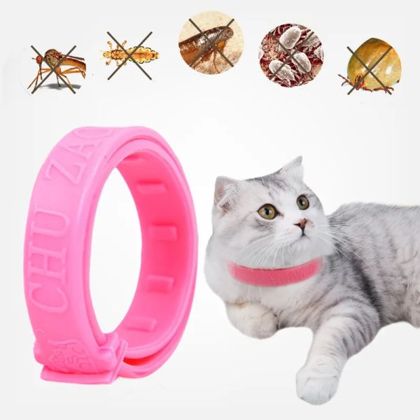 Leads colares de gato leads gatos colar anti -pulga ticks gatos gatos animais de estimação prevenção antiparasitária ajustável mosquitos repelentes colar