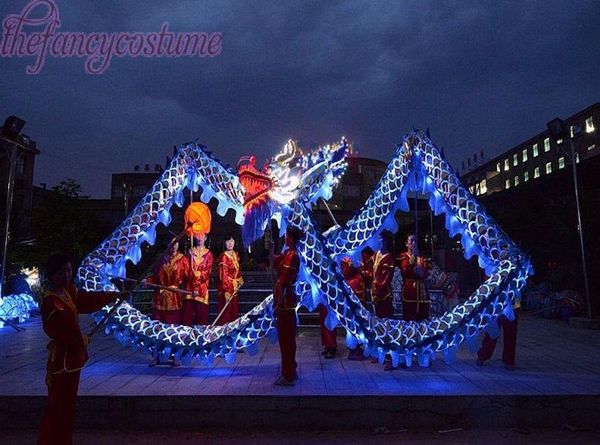 Altın Mavi Dragon Dance 3 6m uzunluğunda yetişkin maskot kostüm Çin halk süslü elbise doğum günü tatili parti oryantal kostüm car2183396