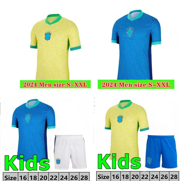 Novo 2024 Brasil Jersey Vini Jr Jerseys de futebol CHAMISHA MENS CRIANÇAS 24 25 MAILLOT FOO BRASILS RICARLONO