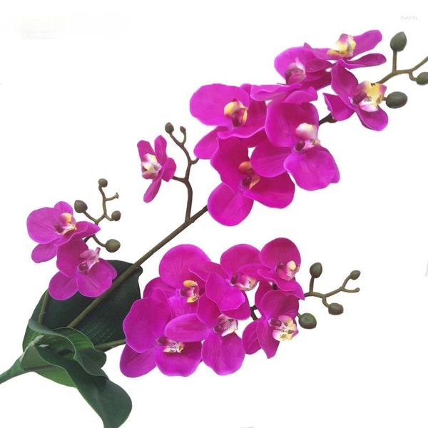 Dekorative Blumen künstlicher echter Berührung Latex Schmetterling Orchidee Flores 3 Zweig 15 Kopfband Blatt gefälschte Blume Hochzeitsdekoration Wohndekorationen