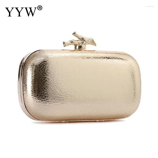 Abendtaschen PU Leder Clutch Bag Solid Color Branch Form Schnalle 2024 Kleider Abendessen für Handy Lippenstift Hochzeit