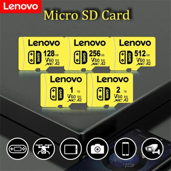 Cartões novos cartões de memória Lenovo Micro SD originais 2TB C10 TF 128GB 265GB SD Flash Cards para câmera GoPro DJI Nintendo Switch