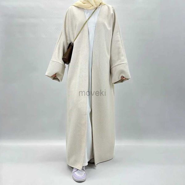 Ethnische Kleidung Muslimische Wintermäntel Herbst Open Abaya Truthahnkleid Dubai Eid Ramadan Islamisch komfortable kausale Kleidung Kaftan Dicke neue Stil D240419