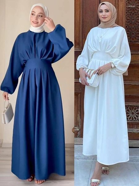 Abbigliamento etnico Linen Abaya Dubai Luxury 2024 Turchia Arabo Arabo Kaftano abito modesto islamico per le donne abiti musulmani femme Vestidos