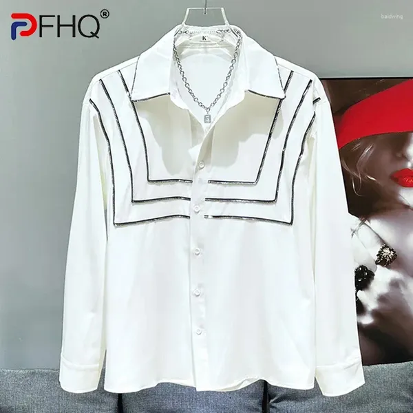 Erkekler sıradan gömlek pfhq moda marka gömlek metal dekorasyon ağır endüstri Koreli basit lüks erkek yaz serin nefes alabilen üstler 21Z4512