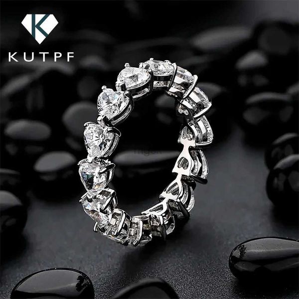 Anelli nuziali a forma di cuore Full Moissanite Diamond Eternity Ring per donne 925 Sterling Silver Wedding Cand Rings Promorm Onces With GRA 240419