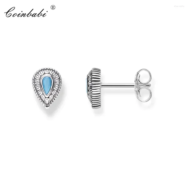 Hölzer Ohrringe Blau Wasser Tränen trendiger Geschenk für Frauen hochwertiger Europa Europa Stil 925 Sterling Silber Mode Schmuck