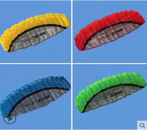 Hohe Qualität 25m Doubleline 4 Farben Parafoil Parachute Sports Beach Kite Einfach zu fliegen Höhenmix Ganz Stuntkite2357948